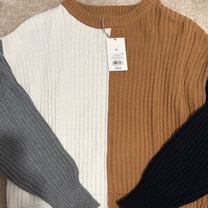 Target Women's Colorblock Sweater - Cream, Brown, Gray, Black